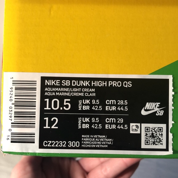 Nike Hi SB Dunk High Pro QS Aquamarine Hawaiian Cream Men’s Shoes Size 10.5 - Picture 15 of 16